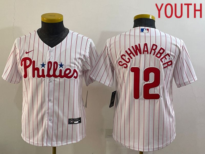 Youth Philadelphia Phillies #12 Schwarber White Stripe Game Nike 2022 MLB Jersey->women nfl jersey->Women Jersey